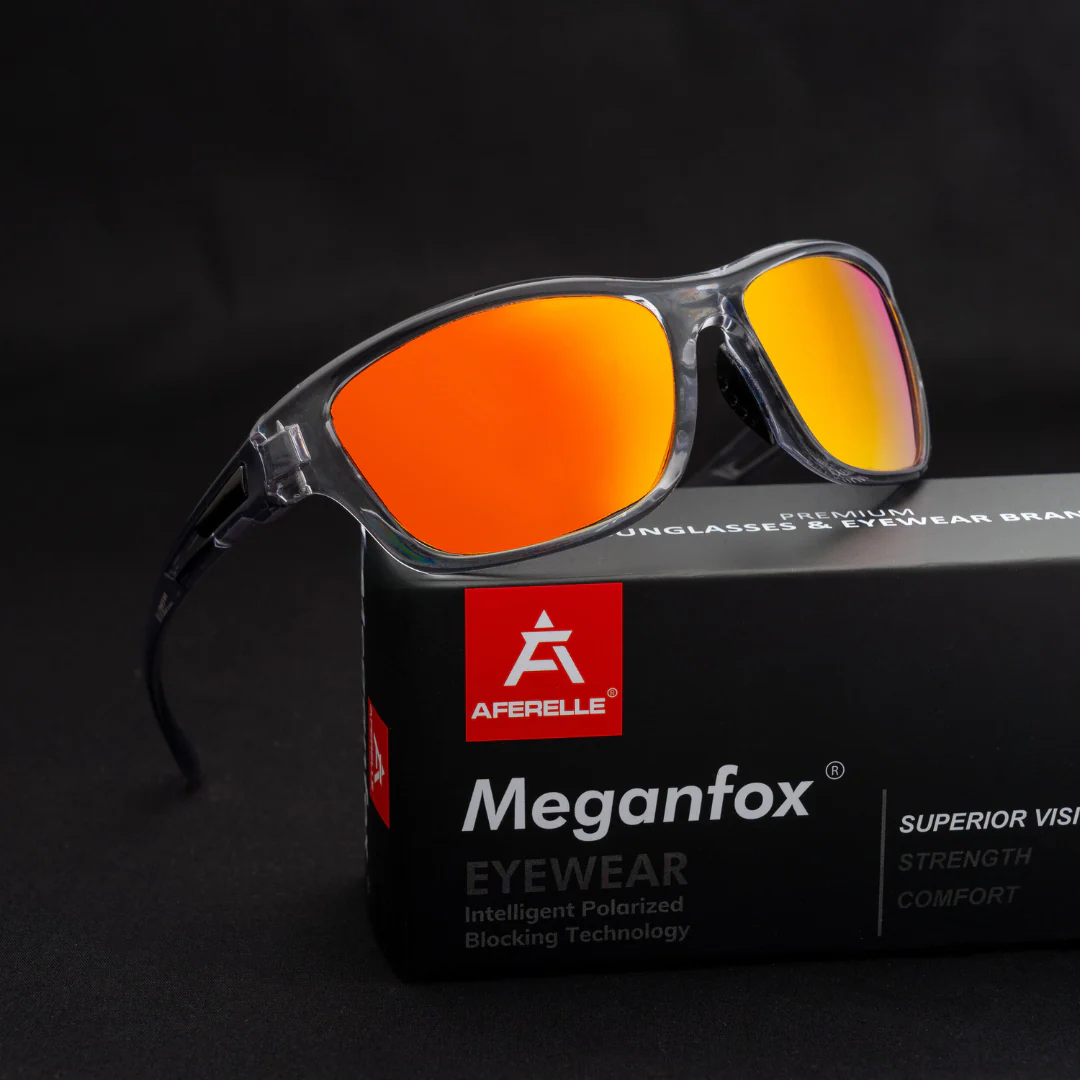 Aferelle Meganfox Wrap Around Glossy Grey Sunglasses UV400 Mirror Lens - Image 4