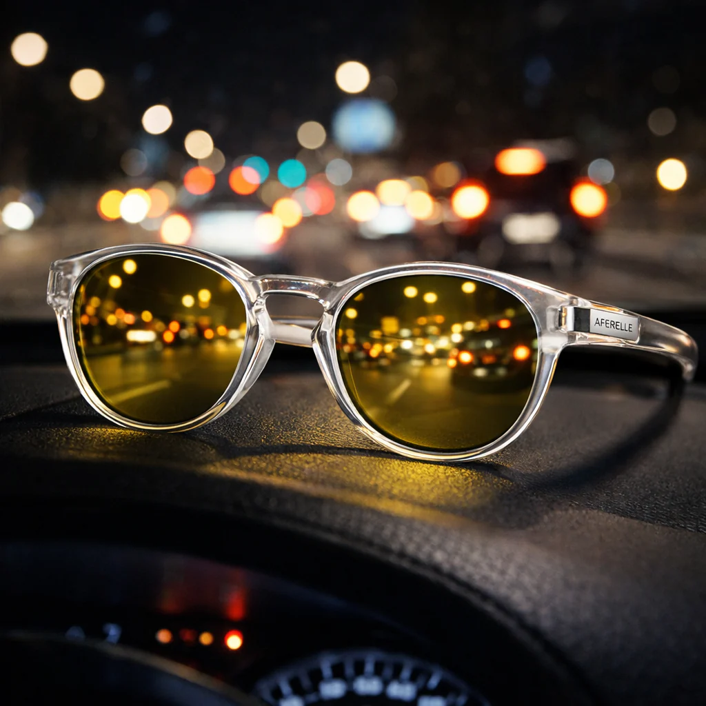 THE BOSS | Glossy Clear Yellow Night Drive UV400 HD  Pro Sunglasses
