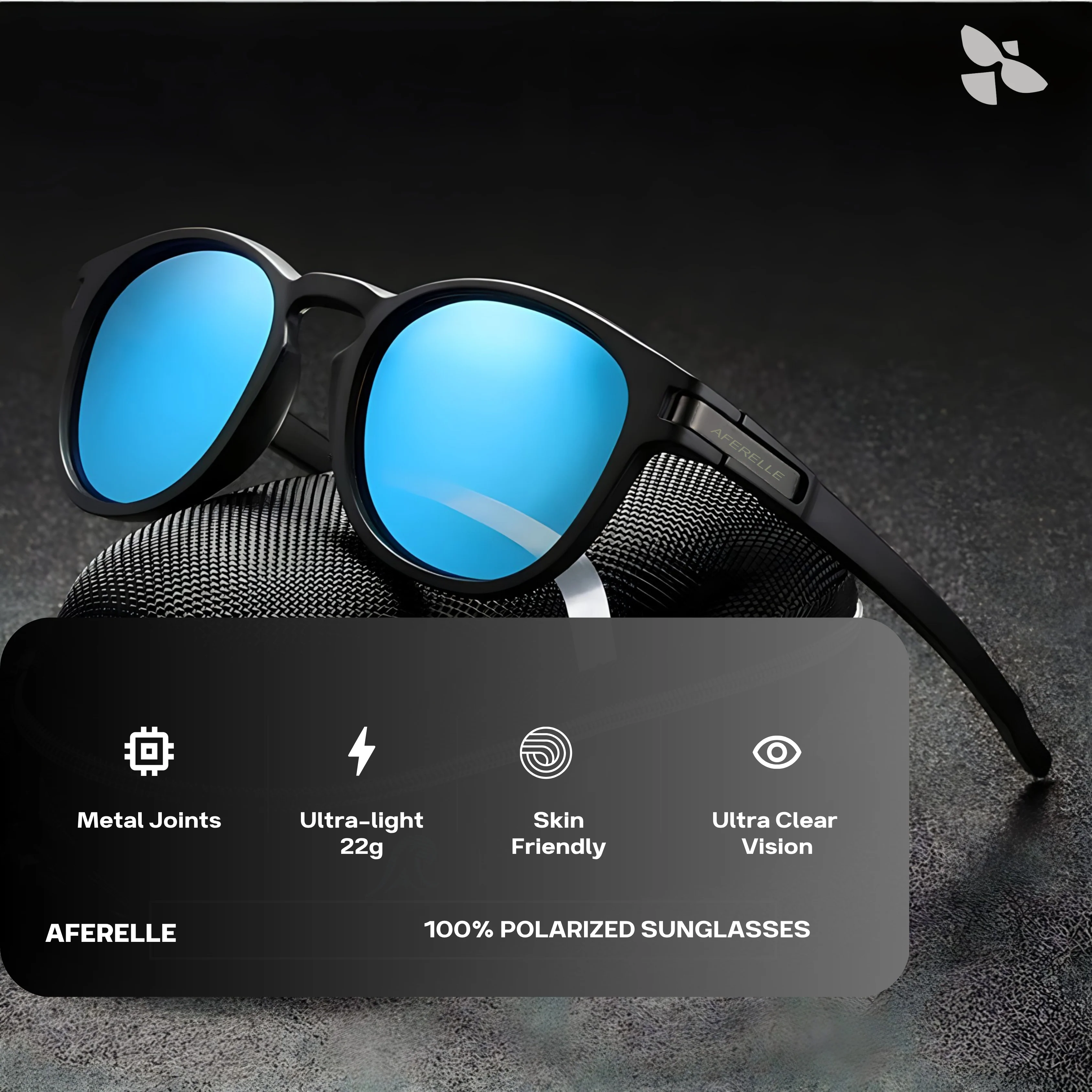 THE BOSS | Round Black Mirror Blue Unisex UV400 HD Pro Sunglasses - Image 2