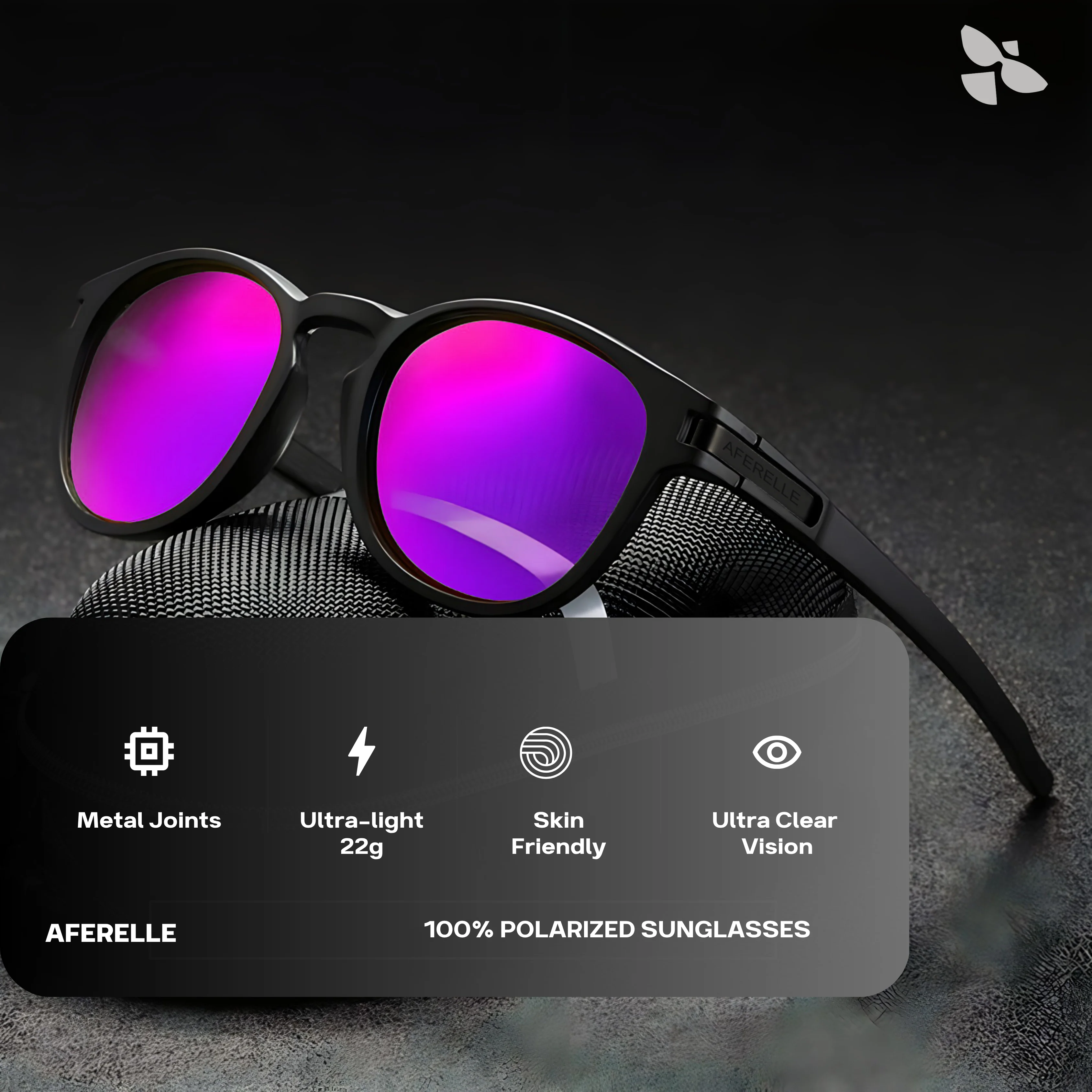 THE BOSS | Round V1 Black Mirror Purple UV400 HD Pro Sunglasses