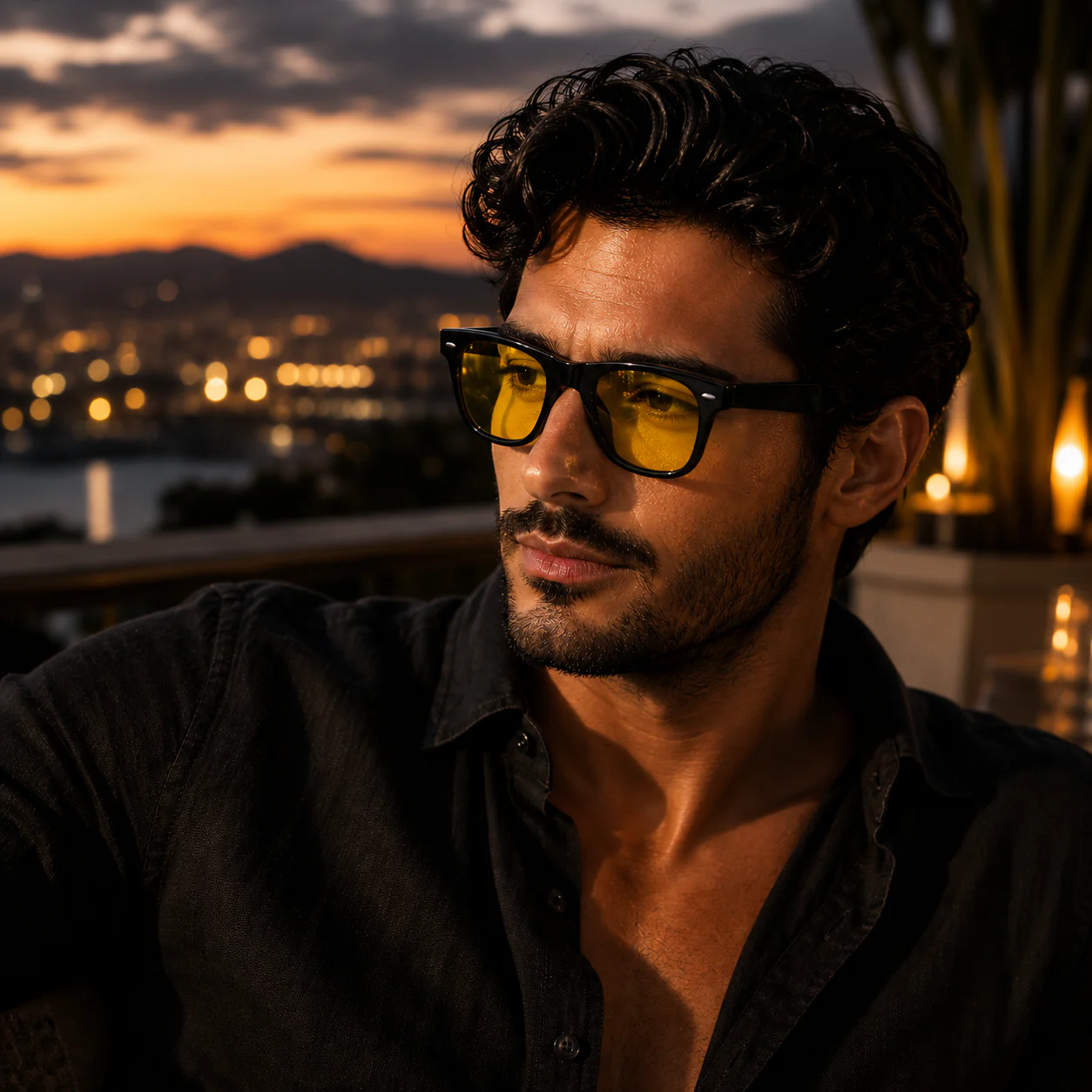 THE Dictator Unisex Yellow Glossy Black Night Driving UV400 Sunglasses - Image 4