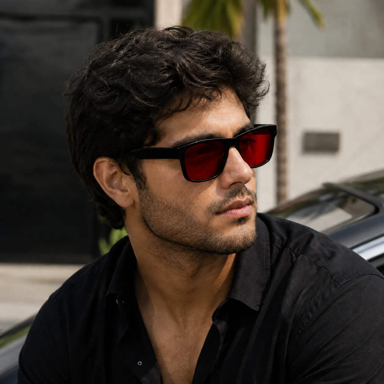 THE ECLIPSE R1 Glossy Black Red Lens U400 HD Sunglasses - Image 2
