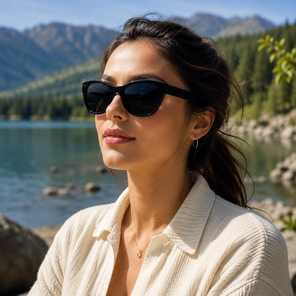 THE ELARA Glossy Black UV400 HD CATEYE THICK Glossy Sunglasses - Image 4
