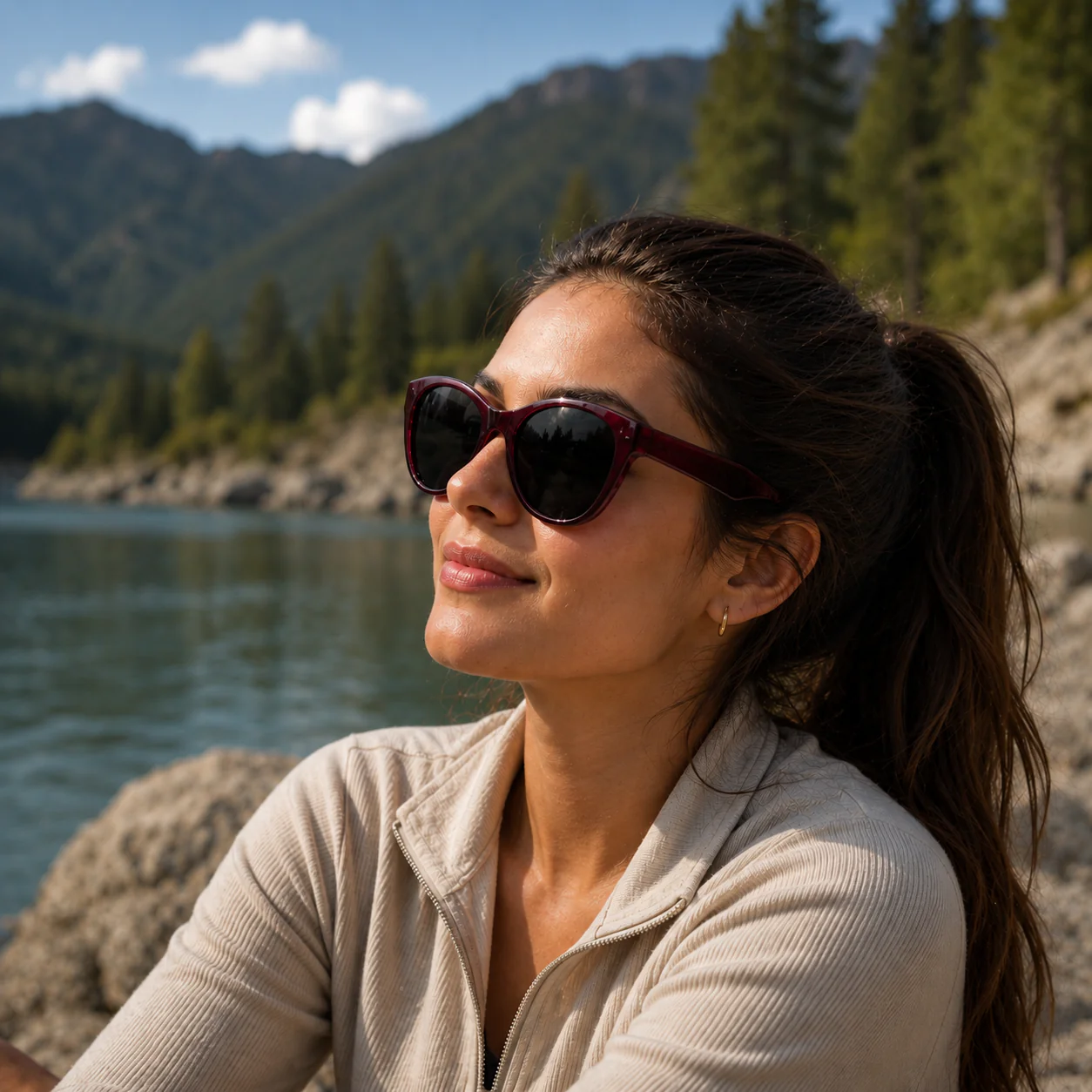 THE ELARA Glossy Maroon UV400 HD CATEYE THICK Sunglasses - Image 2