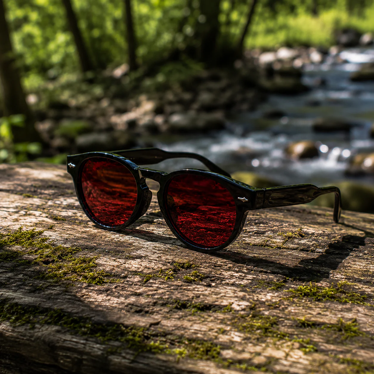 THE Orbit R1 Red Unisex UV400 HD Glossy Black Red Lens Sunglasses