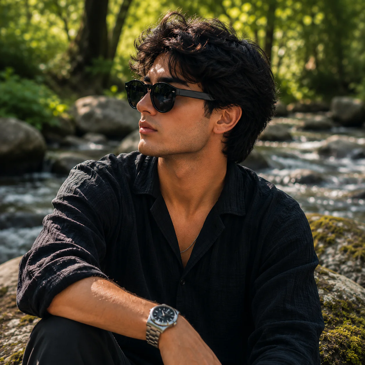 THE Orbit  Unisex UV400 HD Glossy Black Sunglasses - Image 2
