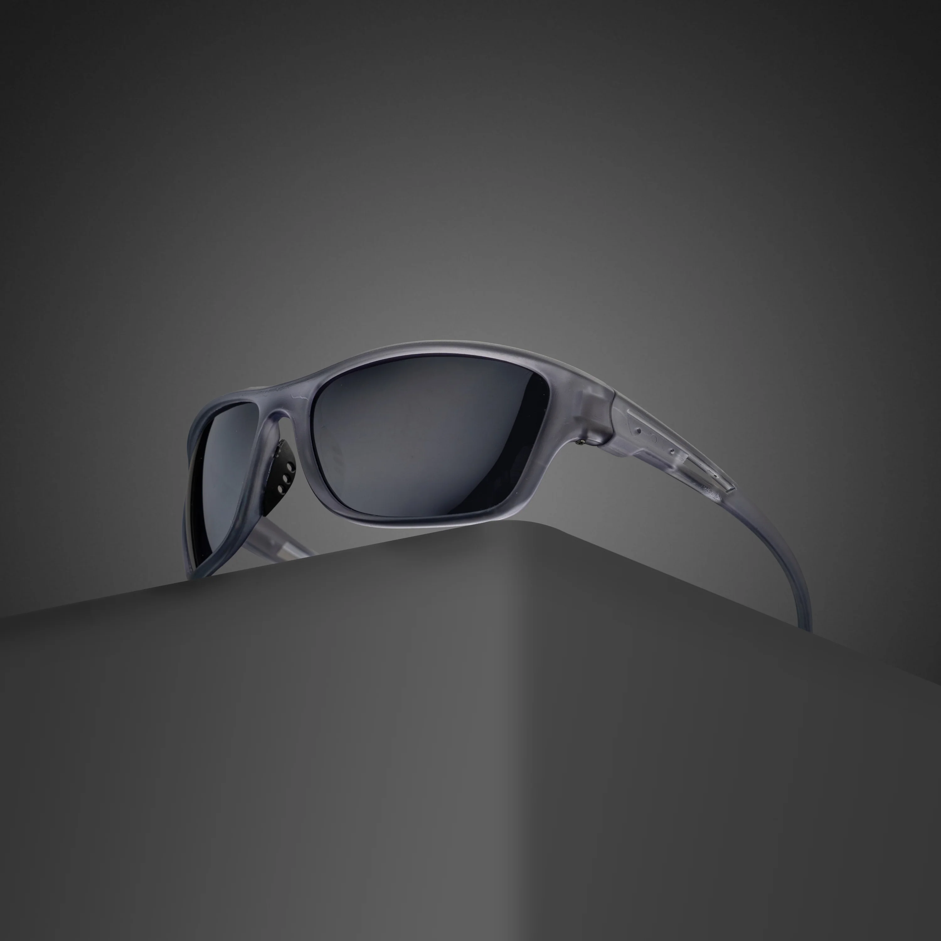 WRAP MATT GREY BLACK  Unisex UV400 HD  Pro Sunglasses